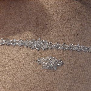 Beautiful, sparkly hair comb and dress sash